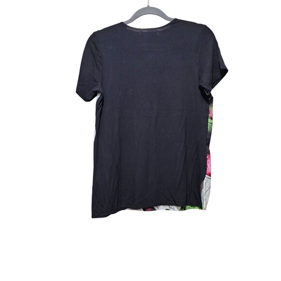 Reed Women's Short-Sleeve Floral Print Tunic Top Black & Multicolor Size S - Picture 2 of 8